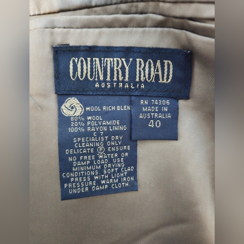 Vtg Country Road Australia Wool Blend Herringbone Tweed Blazer Jacket 40R - Picture 10 of 11